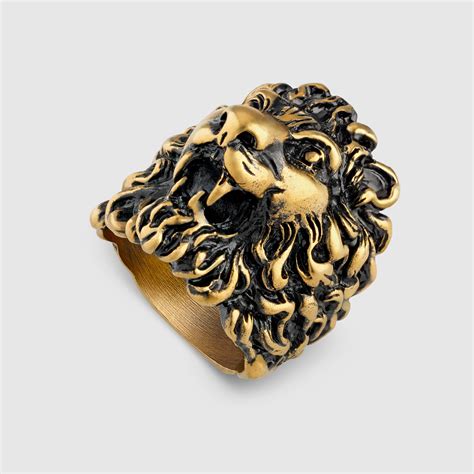 gucci lion head ring mens|female Gucci lion ring.